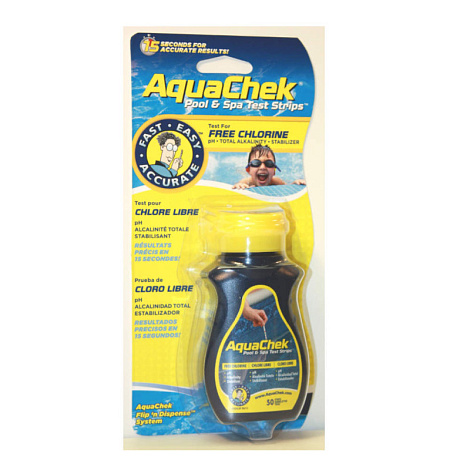 Тестовые полоски Aqua chek , измерения по 4 параметрам (рН, циануровая кислота, общая жесткость и свободный хлор). Упаковка 50 полосок
