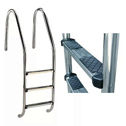 Лестница "Standard", 4 ступени Luxe (одна двойная), AISI-316, асимметричная