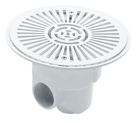 Донный слив для бетона Ø 270 mm, подключение 1½" - 2", поток 13 m3/h