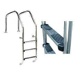 Лестница "Owerflow Plus", 4 ступени Luxe (одна двойная), AISI-316