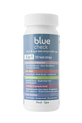 Тестовые полоски Blue chek 6 в 1, измерение значений хлора, брома, рН, общей щелочности, жесткости и циануровой кислоты. 50 полосок. Возможность работ