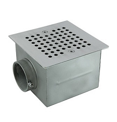 Донный слив для бетона из нержавеющей стали AISI 316, 150 х 150 mm, подключение 2", поток 15 m3/h
